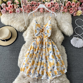 Lace Up Halter Suspenders Small Fashion Dress
