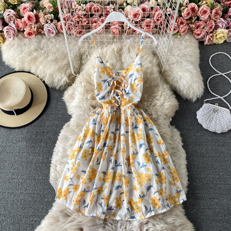 Lace Up Halter Suspenders Small Fashion Dress