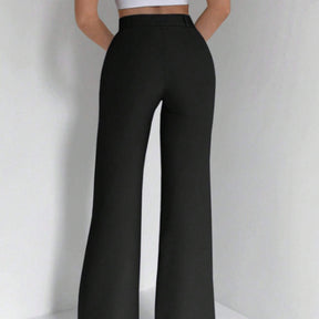 Ladies' Solid Color High Waist Slimming Slim Fit Vertical Micro Flared Pants Suit Pants