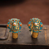 Gold Plated Antique Pearl Earrings