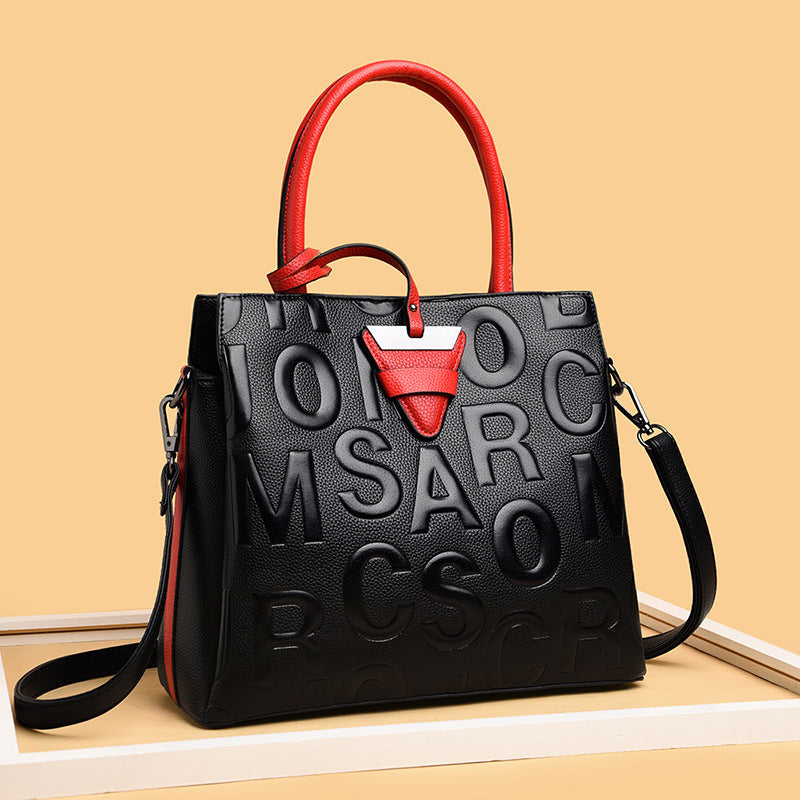 Leather Texture Middle-aged Mom Tote Bag For Women