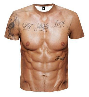 3DMuscle™ Muscle Tattoo Print 3D T-Shirt Muscle Man Round Neck Funy Sexy Clothing for Men