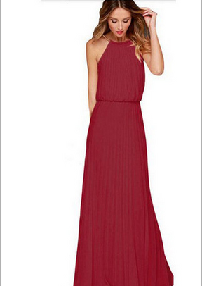 Women  Halter Chiffon Maxi Dress