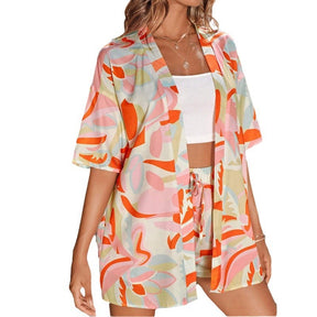 Casual Temperament Long Sleeve Loose Printed Women's Shirt Outfit