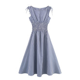 Plaid Waist-controlled Lace-up Dress