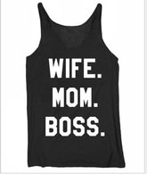 WIFE MOM Letter Pattern Casual Racer Vest