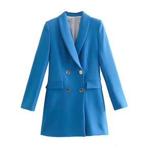 New Fashion Temperament Lapel Long Sleeve Double Breasted Multicolor Suit Jacket