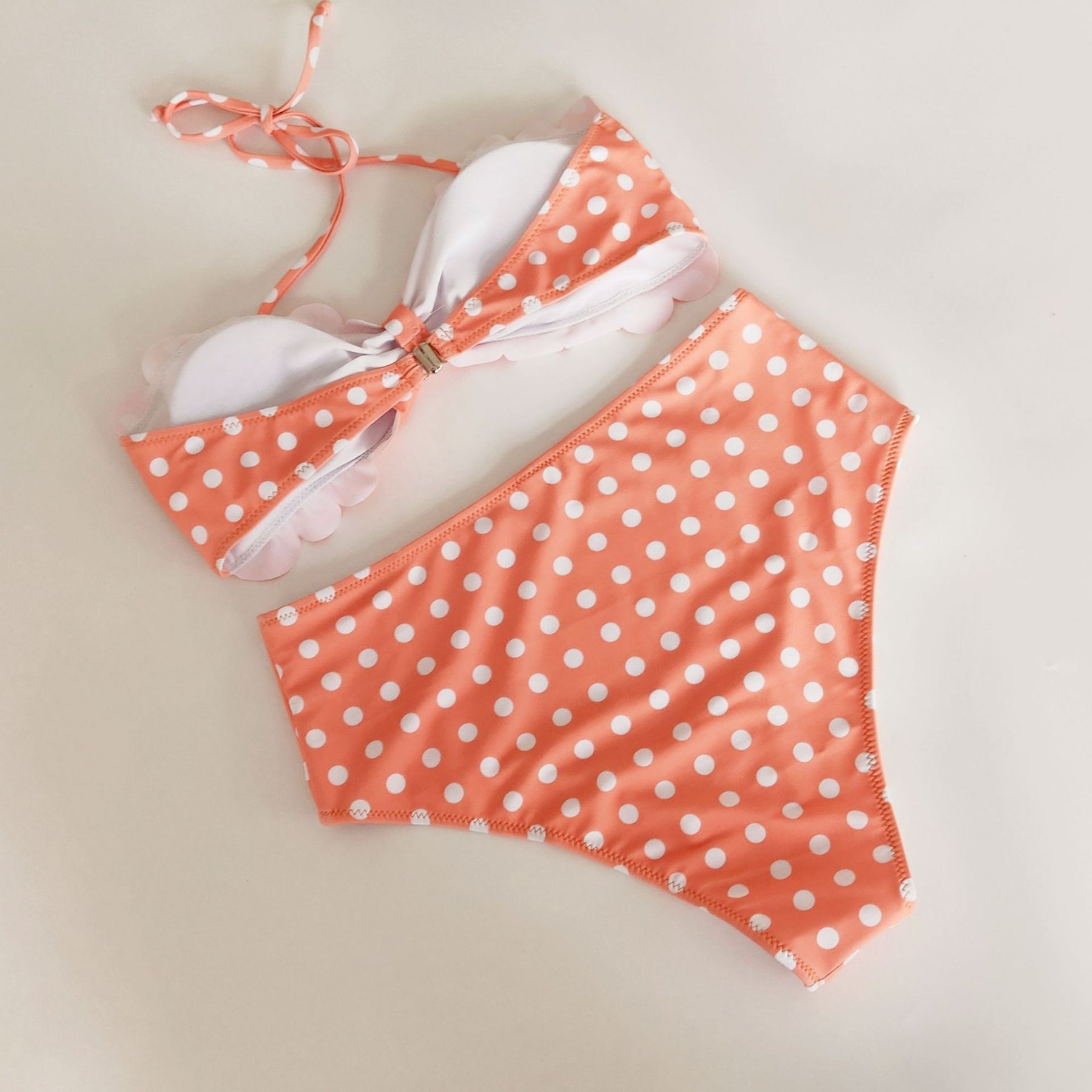 Cut Flowers Swimsuit Dot Lace Up Swimsuit