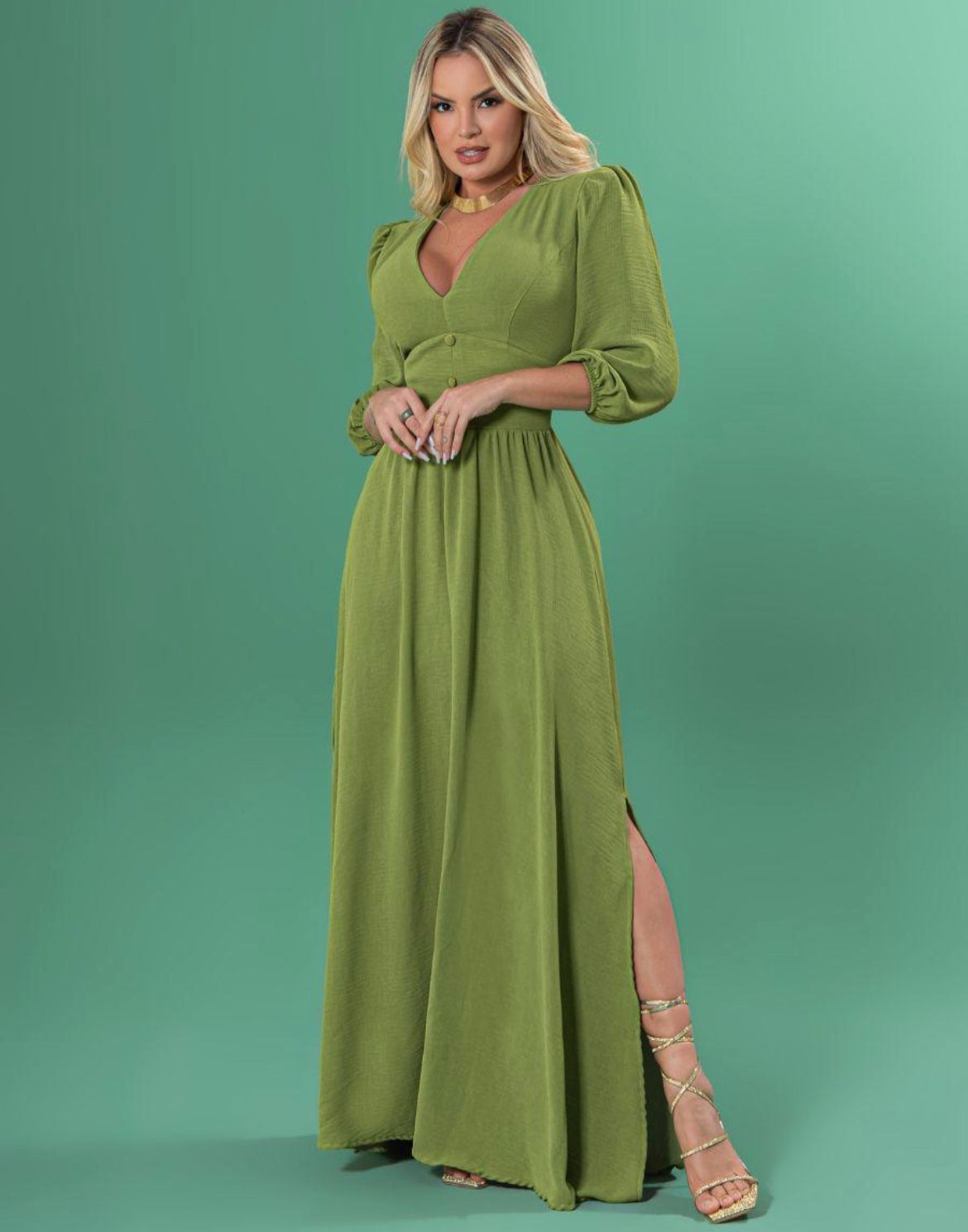 Green long dress