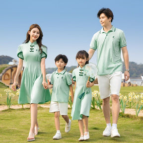 Hanfu Parent-child Clothing Chinese Style Short Sleeve Dress Suit