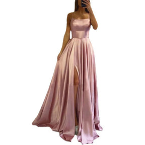 Elegant Multicolor Plus And Extra Size Evening Gown Prom Maxi Dress Sling Glossy Satin