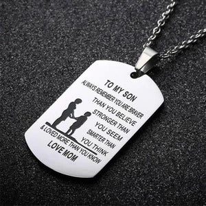 From Mom to Son - Stainless Steel Dog Tag Necklace