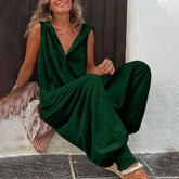 Hot Selling Button Up Hooded Sleeveless Pants In Stock, Jumpsuit With Pockets