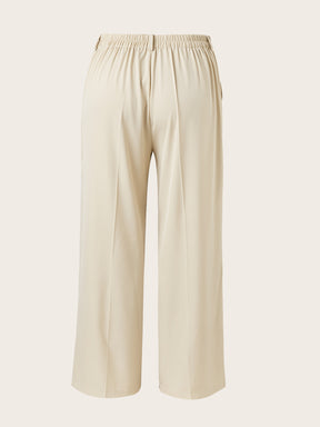Women's Plus Size High Waist Straight Leg Trousers - Elegant, Polyester, Machine Washable, Casual Suit Pants For Women