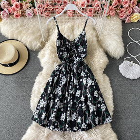Lace Up Halter Suspenders Small Fashion Dress