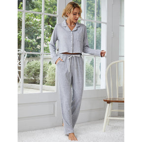 Women's Thickened Long-sleeved Cardigan Trousers Two-piece Set