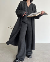 Procrastination Lazy Knitted Sweater Coat Vest Pants Three-piece Set