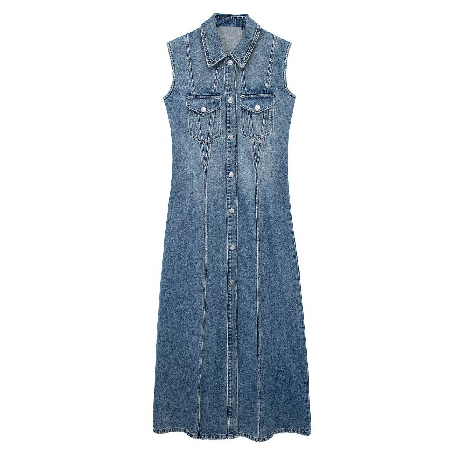 Blue Slim Denim Dress For Women