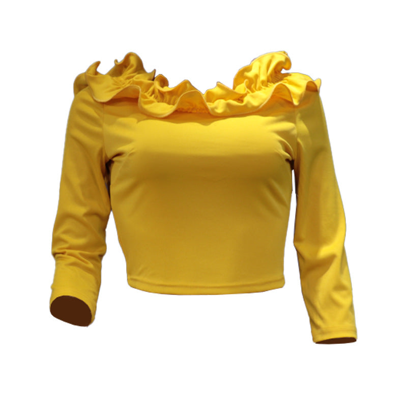 Temperament Women's New Sexy Niche Design Ruffle Neck Top