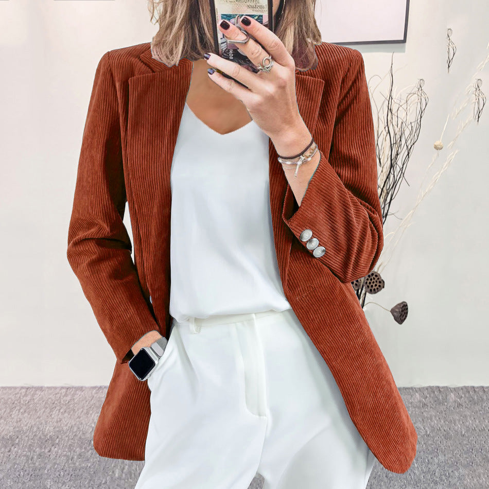 Women's Elegant Slim Corduroy Suit Jacket