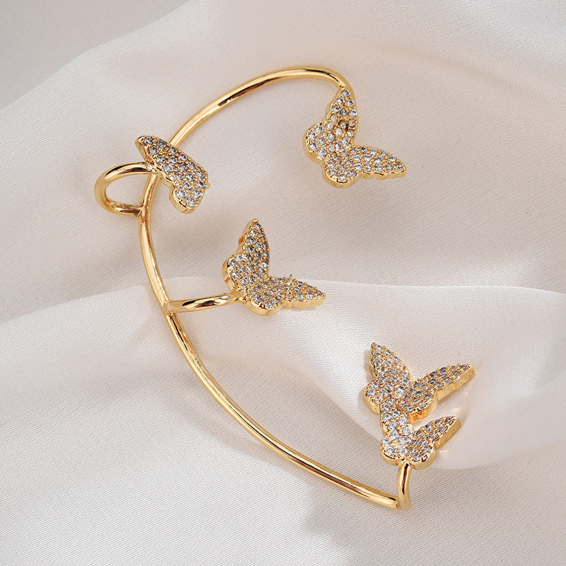 Fashion Gold Metal Butterfly Ear Clips Sparkling Zircon Without Piercing Ear Cuff Clip Earrings For Women Jewelry Gift