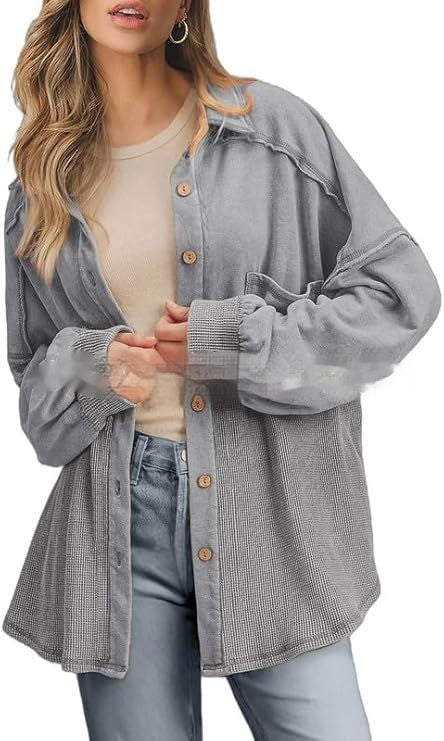 Women's Knitted Fashion Button Shirt Loose