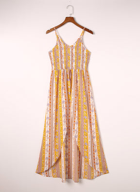 Smocked Printed V-Neck Cami