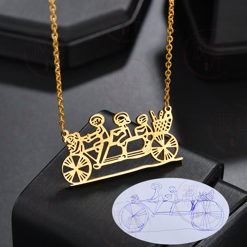 Private Custom Stainless Steel Children's Hand-painted Graffiti Necklace