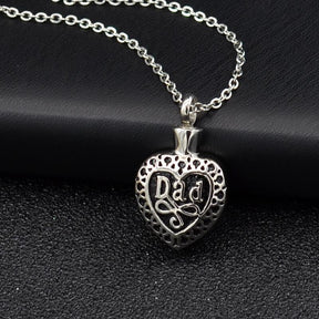 DAD Ashes Necklace Can Be Opened Fashionable Heart-shaped Pendant New Relatives Heart Memorial DAD