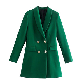 New Fashion Temperament Lapel Long Sleeve Double Breasted Multicolor Suit Jacket