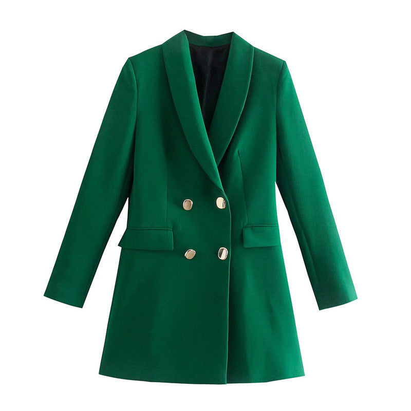 New Fashion Temperament Lapel Long Sleeve Double Breasted Multicolor Suit Jacket