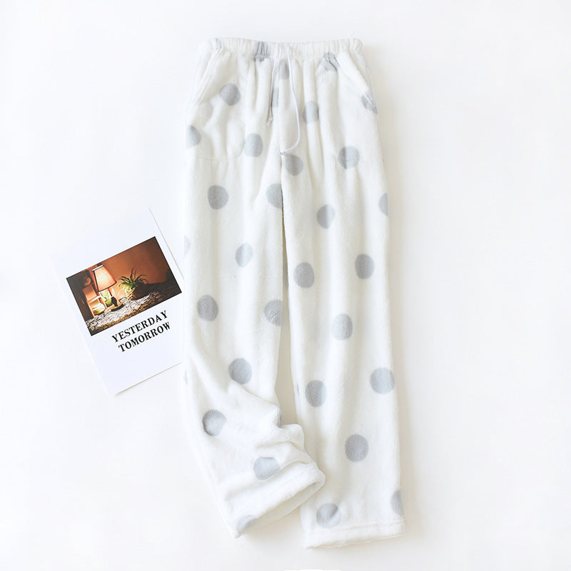 Loose Plus Size Thick Coral Fleece Home Wear Pajama Pants