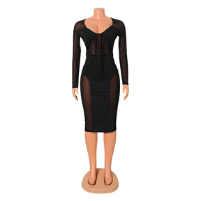 See-through Tied Dress Women