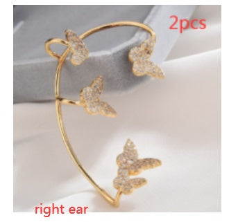 Fashion Gold Metal Butterfly Ear Clips Sparkling Zircon Without Piercing Ear Cuff Clip Earrings For Women Jewelry Gift