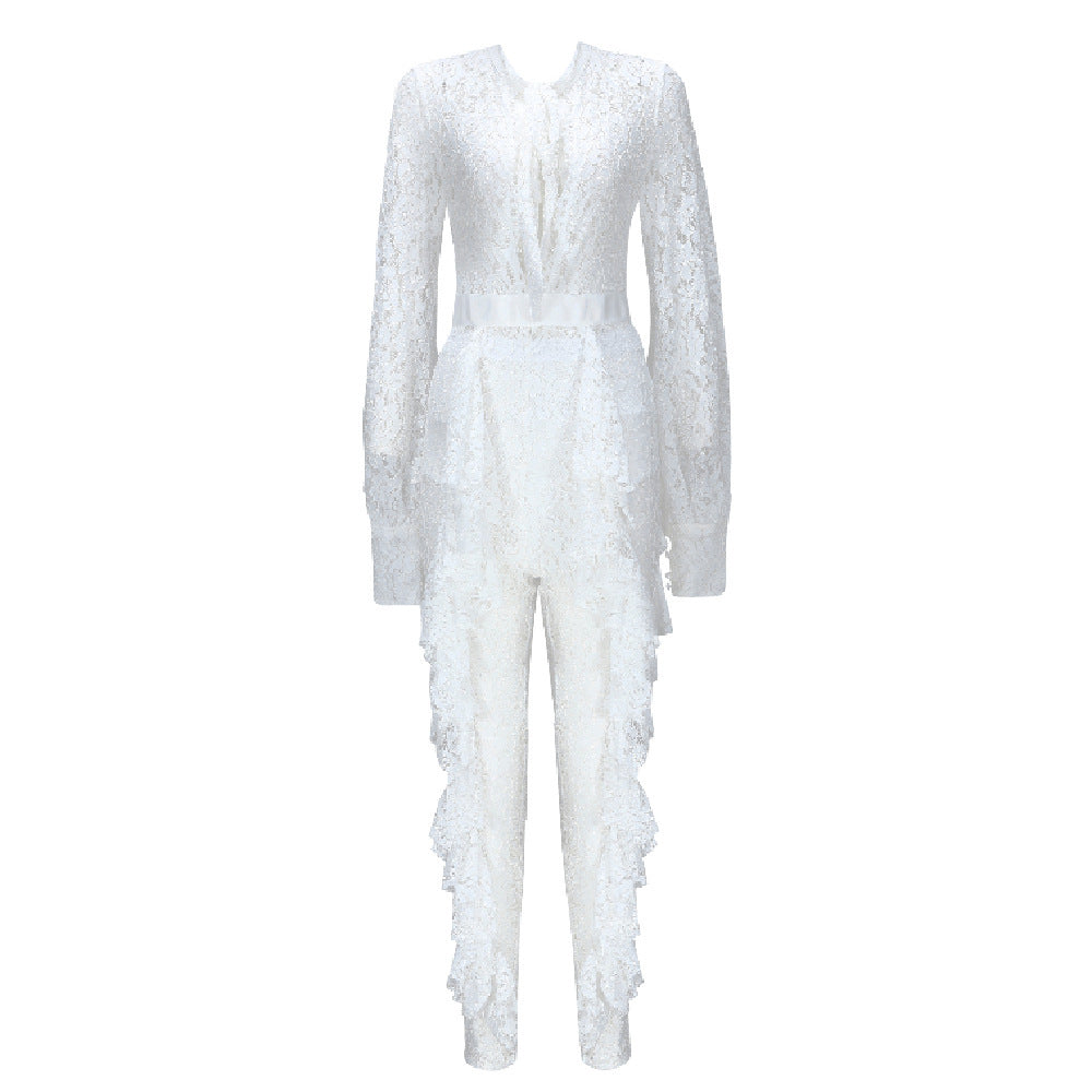 Lace tie jumpsuit