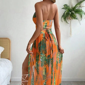 Blouse Gauze Skirt Three Piece Swimsuit Women's Printed