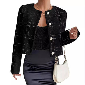 Women's Fashion Plaid Button Jacket