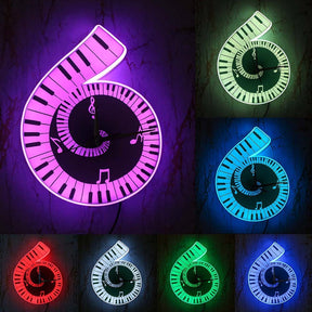 Black And White Piano Keys White Frame Wall Clock Home Decoration
