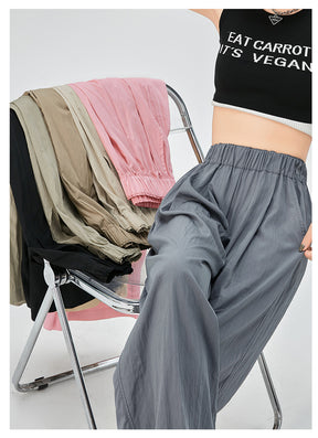 Thin High Waist Loose Casual Ice Silk Wide-leg Pants