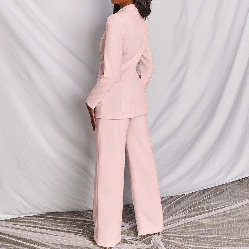 2 Piece Set  Spring Elegant Solid Long Sleeve Blazer Suit And Pants For Women Autumn Classic OL Street Outfit