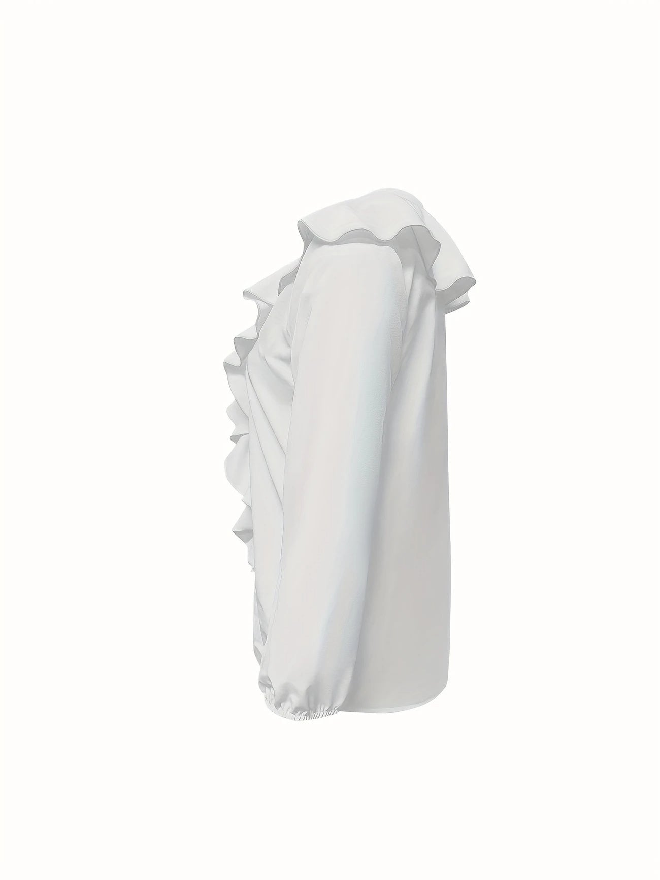 Women's Casual Polyester Blouse, Solid Color, Collarless