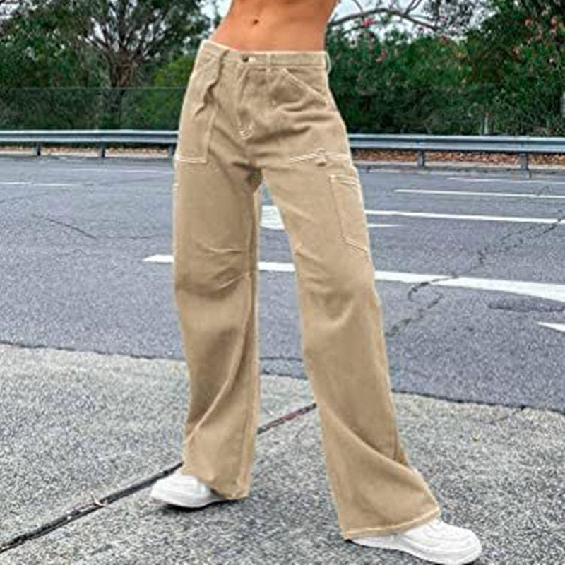 For Women With Pocket High Waist Tooling Pants Wide Leg