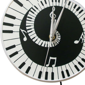 Black And White Piano Keys White Frame Wall Clock Home Decoration