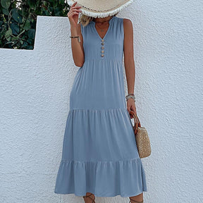 Summer Hot Item Versatile Vest Skirt Sleeveless Loose Casual Solid Color Dress