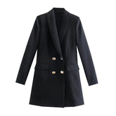 New Fashion Temperament Lapel Long Sleeve Double Breasted Multicolor Suit Jacket