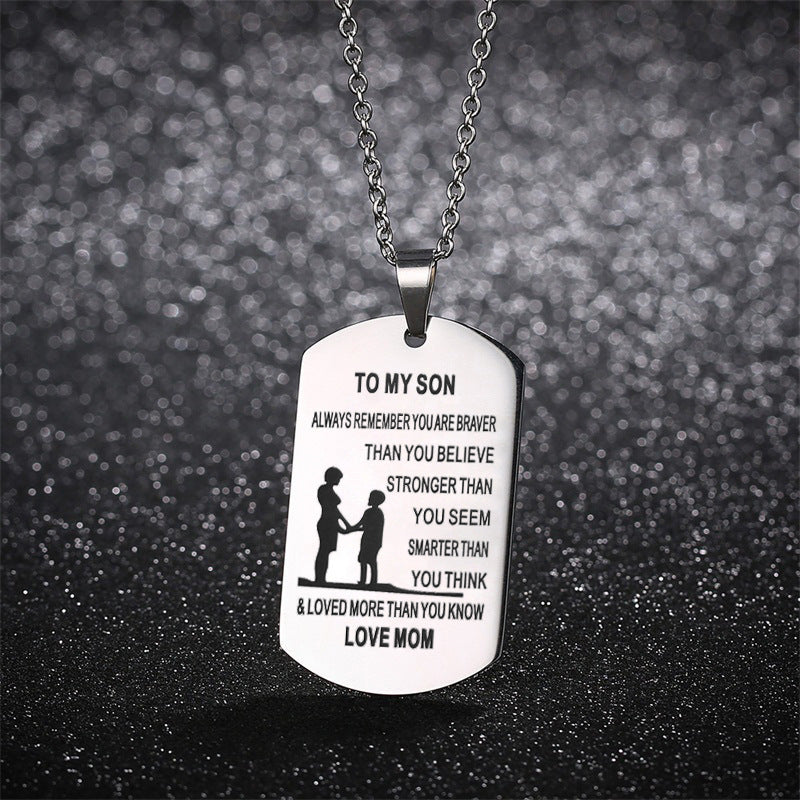 From Mom to Son - Stainless Steel Dog Tag Necklace