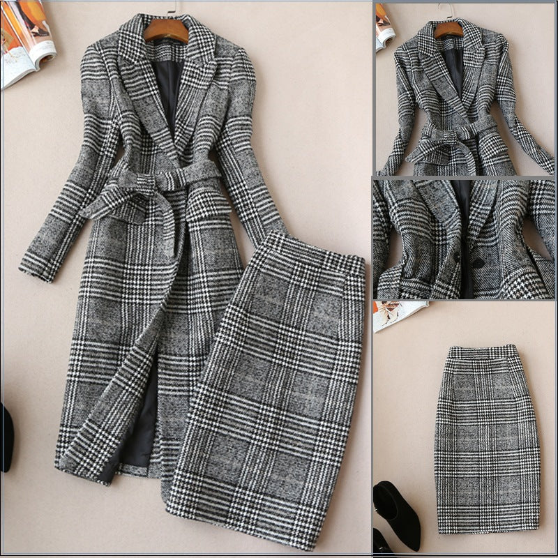 Check coat suit skirt skirt skirt