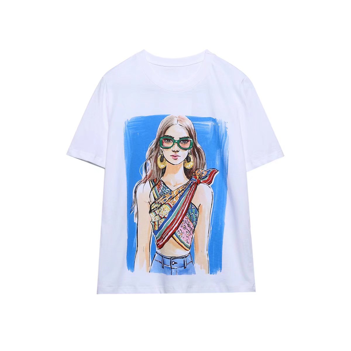 Fashion Short-sleeved Printed T-shirt For Women