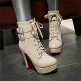 Ultra-heeled chunky heel women boots