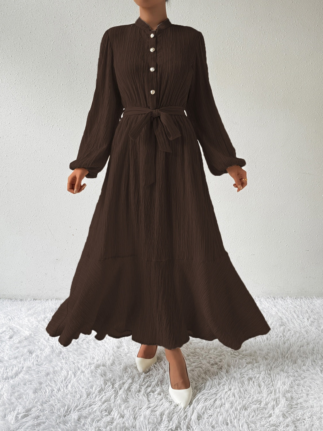 Honey Tie Waist Long Sleeve Dress